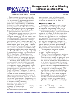 MF894 Management Practices Affecting Nitrogen Loss from Urea