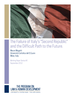 The Failure of Italy`s &ldquo;Second Republic&rdquo;