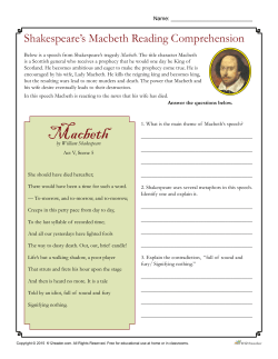 Shakespeare`s Macbeth Reading Comprehension