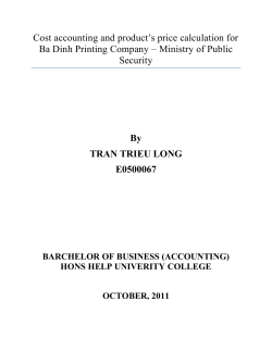 Cost accounting and product`s price calculation for Ba Dinh Printing