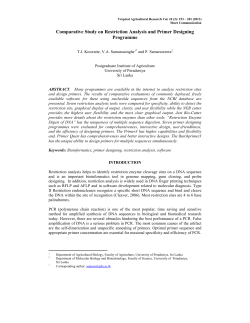 Comparative Study on Restriction Analysis and Primer Designing