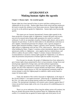 AFGHANISTAN Making human rights the agenda