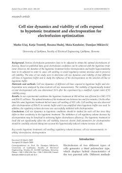 Cell size dynamics and viability of cells exposed to hypotonic