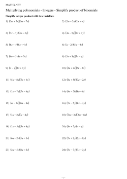 Multiplying polynomials - Integers - Simplify product of