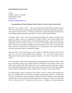 Lindsey Fontenot, Coordinator Stark Reading Contest 409.883.3513