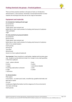 Putting chemicals into groups &ndash; Practical guidance Equipment and