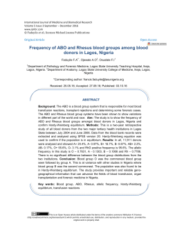 Frequency of ABO and Rhesus blood groups among blood