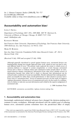 Accountability and automation bias - Linda Skitka