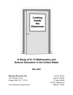 Looking Inside the Classroom: A Study of K