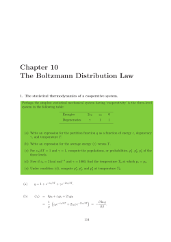 Chapter 10 The Boltzmann Distribution Law