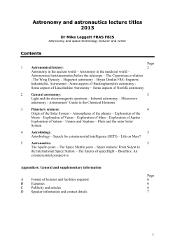 Mike Leggett`s Talks - Milton Keynes Astronomical Society