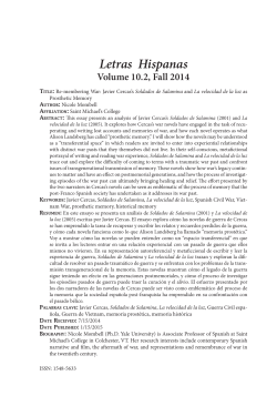 Re-membering War: Javier Cercas`s Soldados de Salamina and La