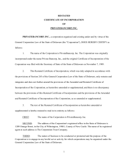 1 RESTATED CERTIFICATE OF INCORPORATION OF