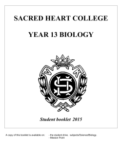 Year 13 Biology - Sacred Heart College
