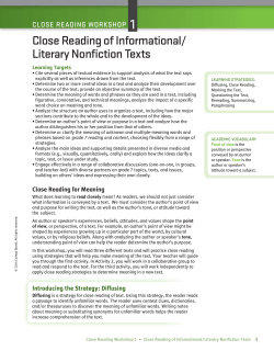 Close Reading of informational/ literary nonfiction Texts