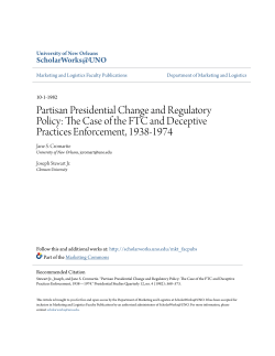 The Case of the FTC and Deceptive Practices Enforcement, 1938