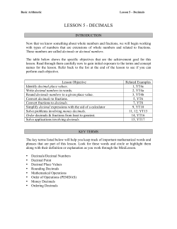 LESSON 5 - DECIMALS