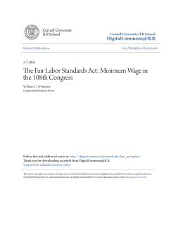 The Fair Labor Standards Act: Minimum Wage in the 108th Congress