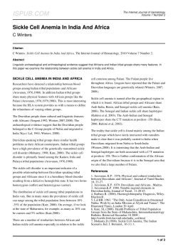 Sickle Cell Anemia In India And Africa