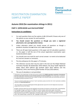 Autumn 03 Spare Open book paper - General Pharmaceutical Council