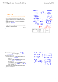 171S1.4 Equations of Lines and Modeling