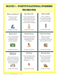 BLOCK 1 ~ POSITIVE RATIONAL NUMBERS