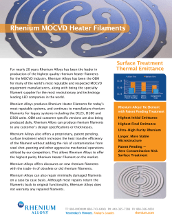 Rhenium MOCVD Heater Filaments