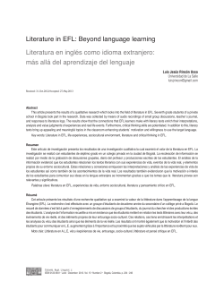 Literature in efL: Beyond language learning Literatura en ingl&eacute;s