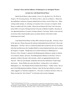 Brebeuf`s Ghost and the Influence of Shakespeare on Aboriginal