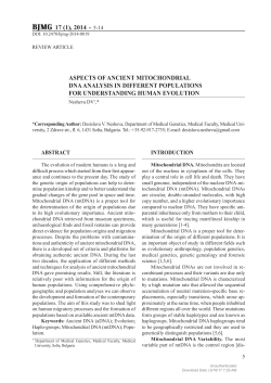 17 (1), 2014 5-14 ASPECTS OF ANCIENT MITOCHONDRIAL DNA