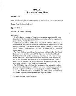 Colilert vs. Fecal Coliform Testing for E. coli Detection