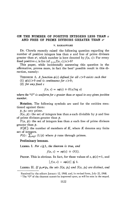 ON THE NUMBER OF POSITIVE INTEGERS LESS THAN x AND