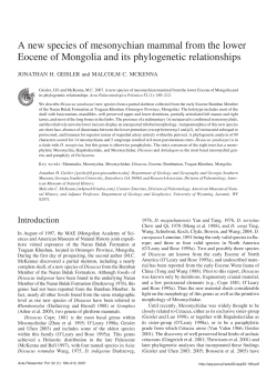 A new species of mesonychian mammal from the lower Eocene of