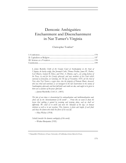 Enchantment and Disenchantment in Nat Turner`s Virginia