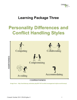 Personality Differences and Conflict Handling Styles