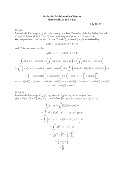 Math 2263 Multivariable Calculus Homework 23: 16.2 - Math-UMN