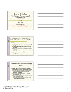 Chapter 8 Applied Psychology: The Legacy of Functionalism 1