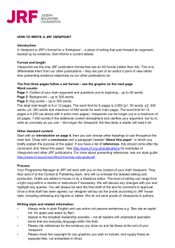 HOW TO WRITE A JRF VIEWPOINT Introduction A Viewpoint is