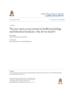 The new open access journal on health psychology and behavioral