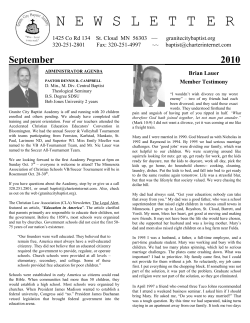 ACADEMY NEWSLETTER No - Granite City Baptist Church