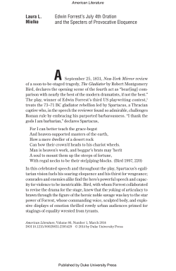 Edwin Forrest`s July 4th Oration and the Specters of