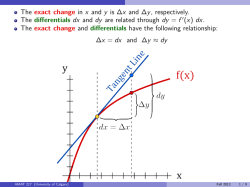 The exact change in x and y is ∆x and ∆y, respectively. The