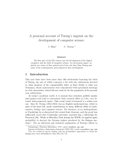 account of Turing - School of Computer Science and Statistics