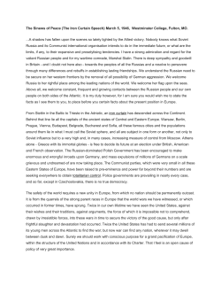 The Sinews of Peace (The Iron Curtain Speech) March 5, 1946