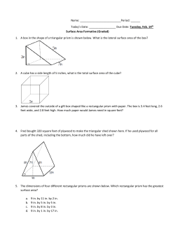 Surface Area Formative (Graded) 1. A box in the shape of a
