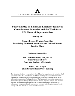 Testimony on Pension Security - American Academy of Actuaries