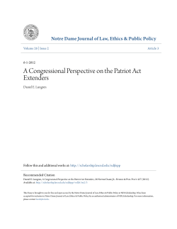 A Congressional Perspective on the Patriot Act