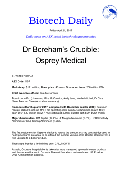 Osprey Medical - Biotech Daily
