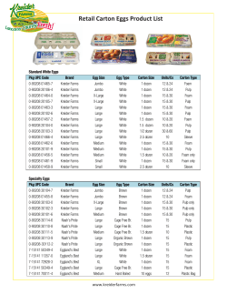 Kreider Farms Carton Eggs Product List