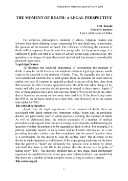 THE MOMENT OF DEATH: A LEGAL PERSPECTIVE